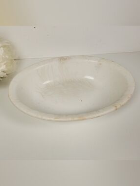 Antique TST Stained Ironstone Oval Serving Bowl | Primitive Farmhouse Decor